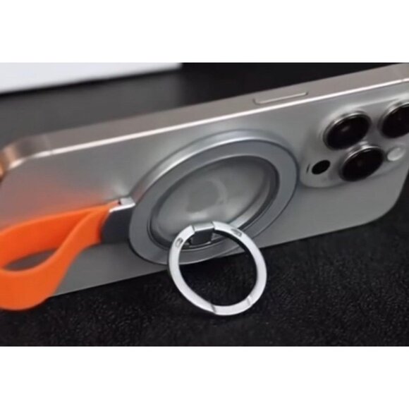 Magnetic Ring With Orange Strap For Secure Phone Holding & Stand - Picture 1 of 6